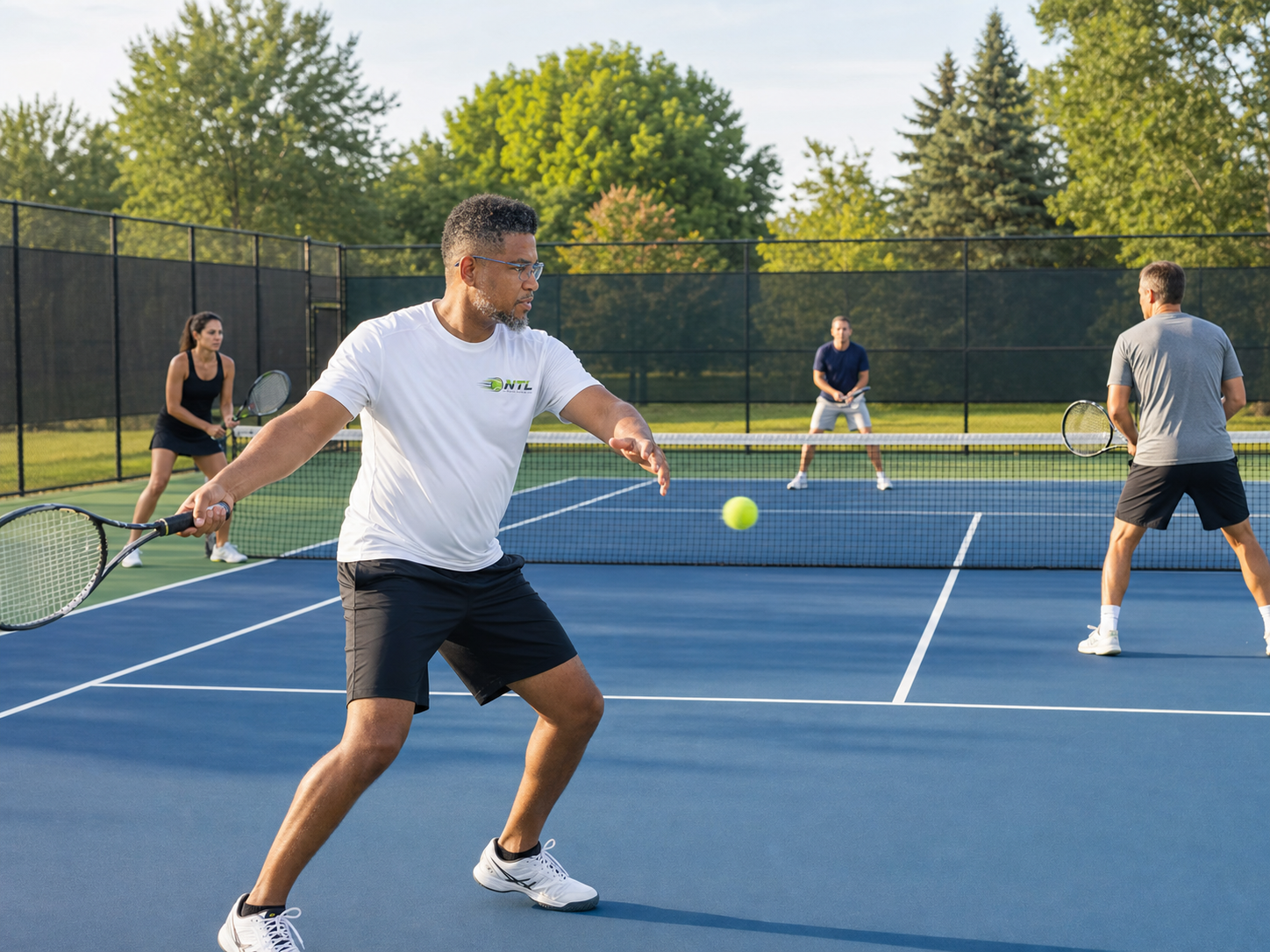 Daniel German playing doubles with students