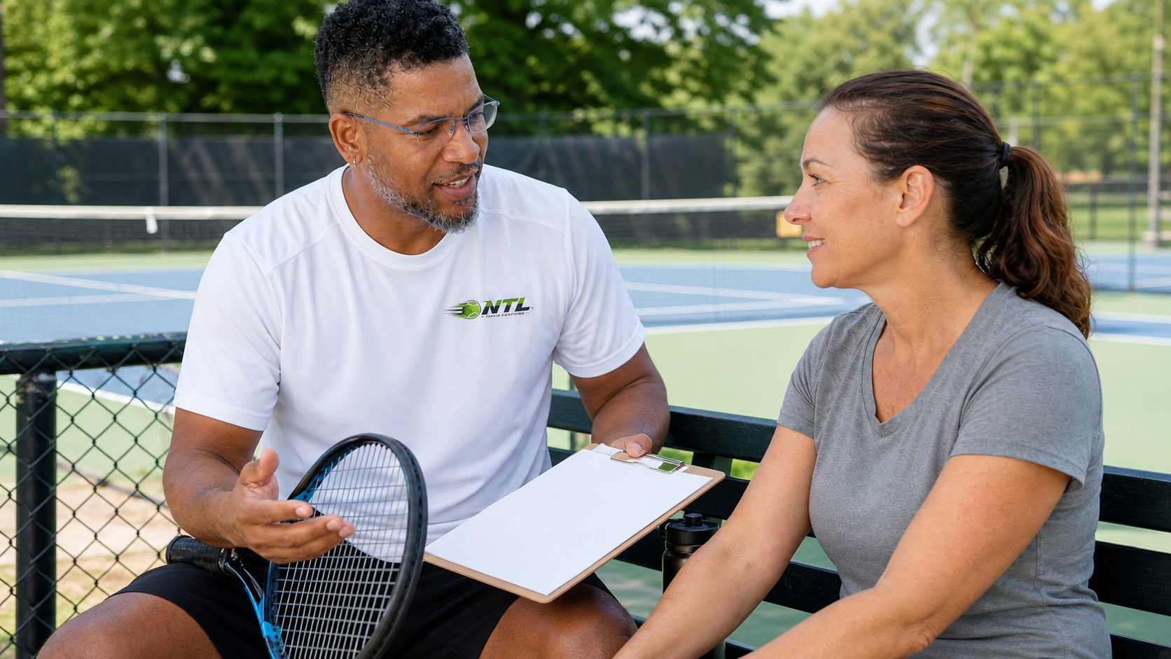 Daniel German coaching a tennis player
