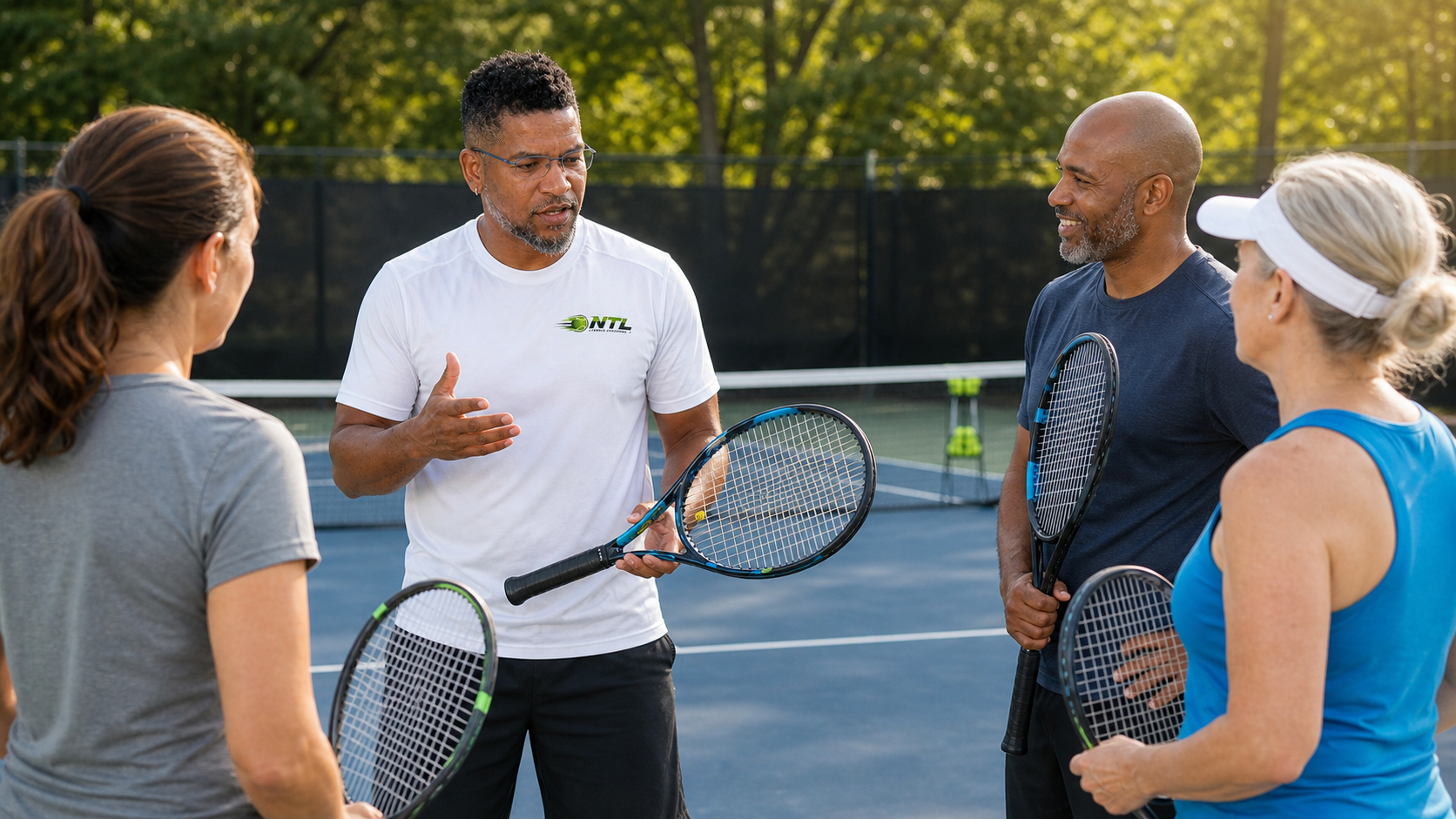Tennis players working through match strategy